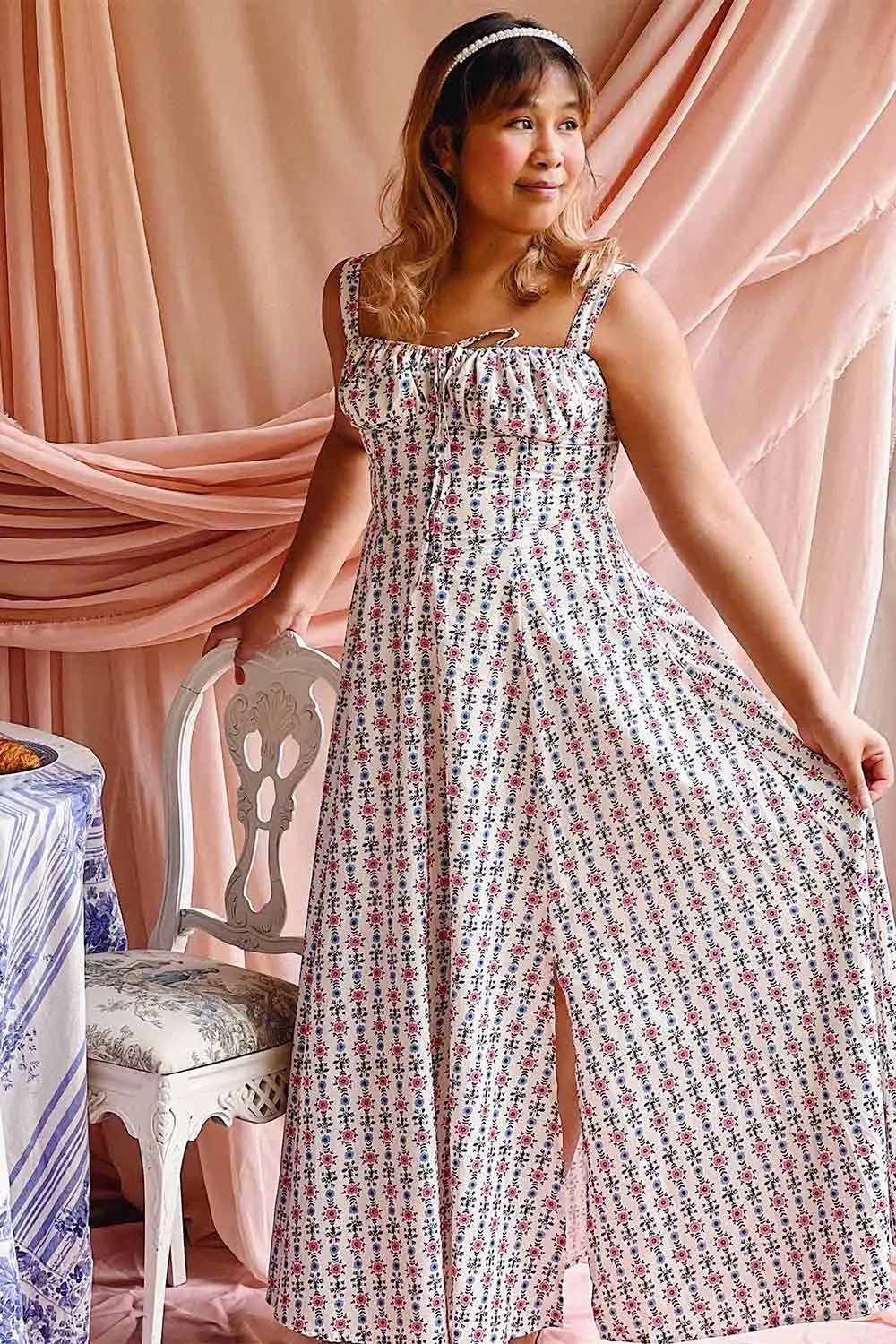 Cinzia | Floral Midi Dress with Corset Top sold by Boutique 1861 product image thumbnail 2