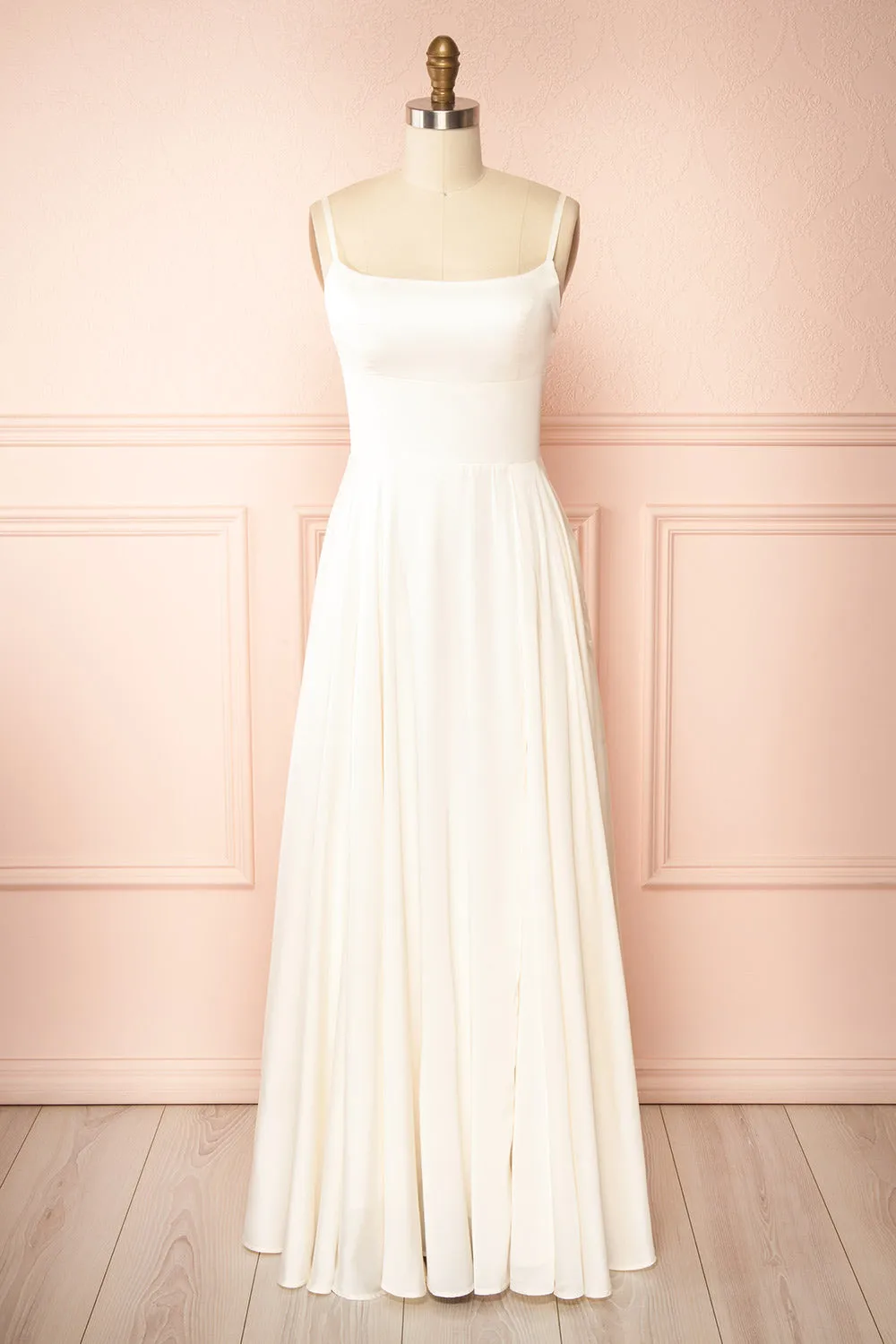 Delfina | Maxi Bridal Satin Dress with Slit sold by Boutique 1861