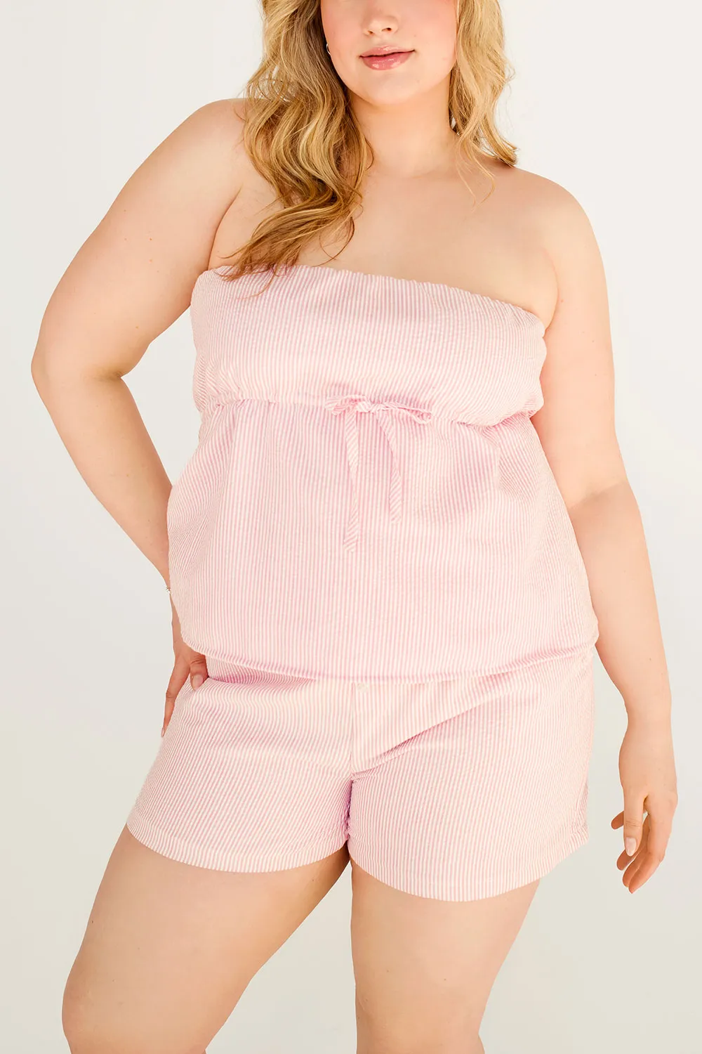 Audrey Pink | Striped Shorts with Elastic Waist and Pockets | Dailystory sold by Boutique 1861 product image thumbnail 2