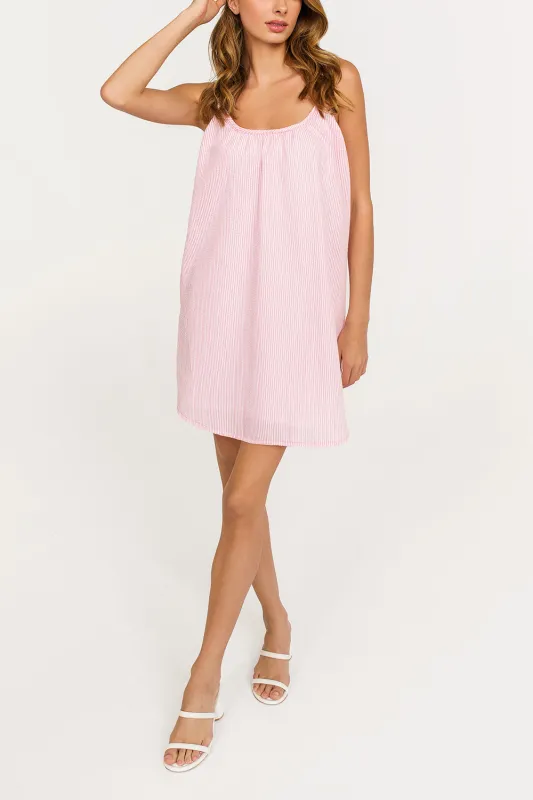 Yzabella Pink | Short Oversized Striped Dress with Pockets | Dailystory made by Boutique 1861