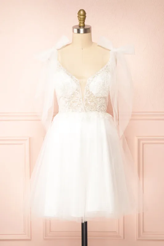 Martine | Embroidered Short Bridal Dress sold by Boutique 1861