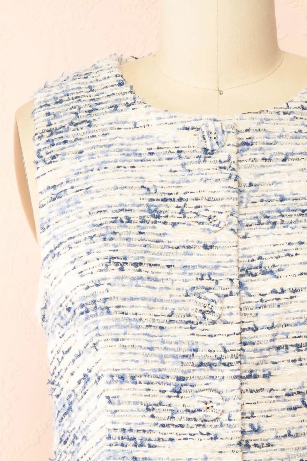 Tamiki Blue | Short Button-Up Tweed Dress sold by Boutique 1861 product image thumbnail 3