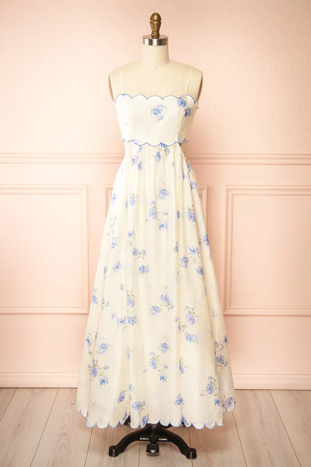 Diandra | Long A-Line Floral Dress with Back Cut-Out sold by Boutique 1861