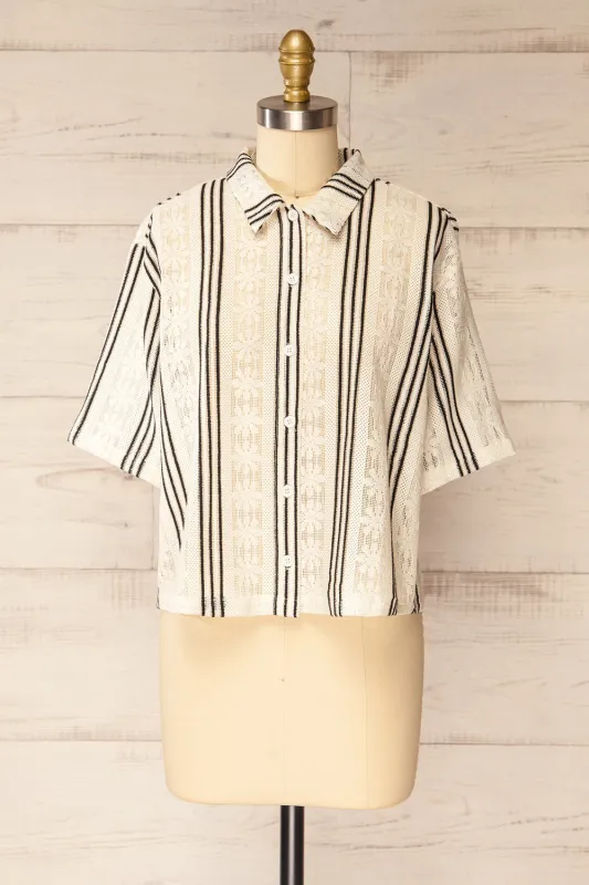 Lomener | Striped Lace Shirt sold by Boutique 1861