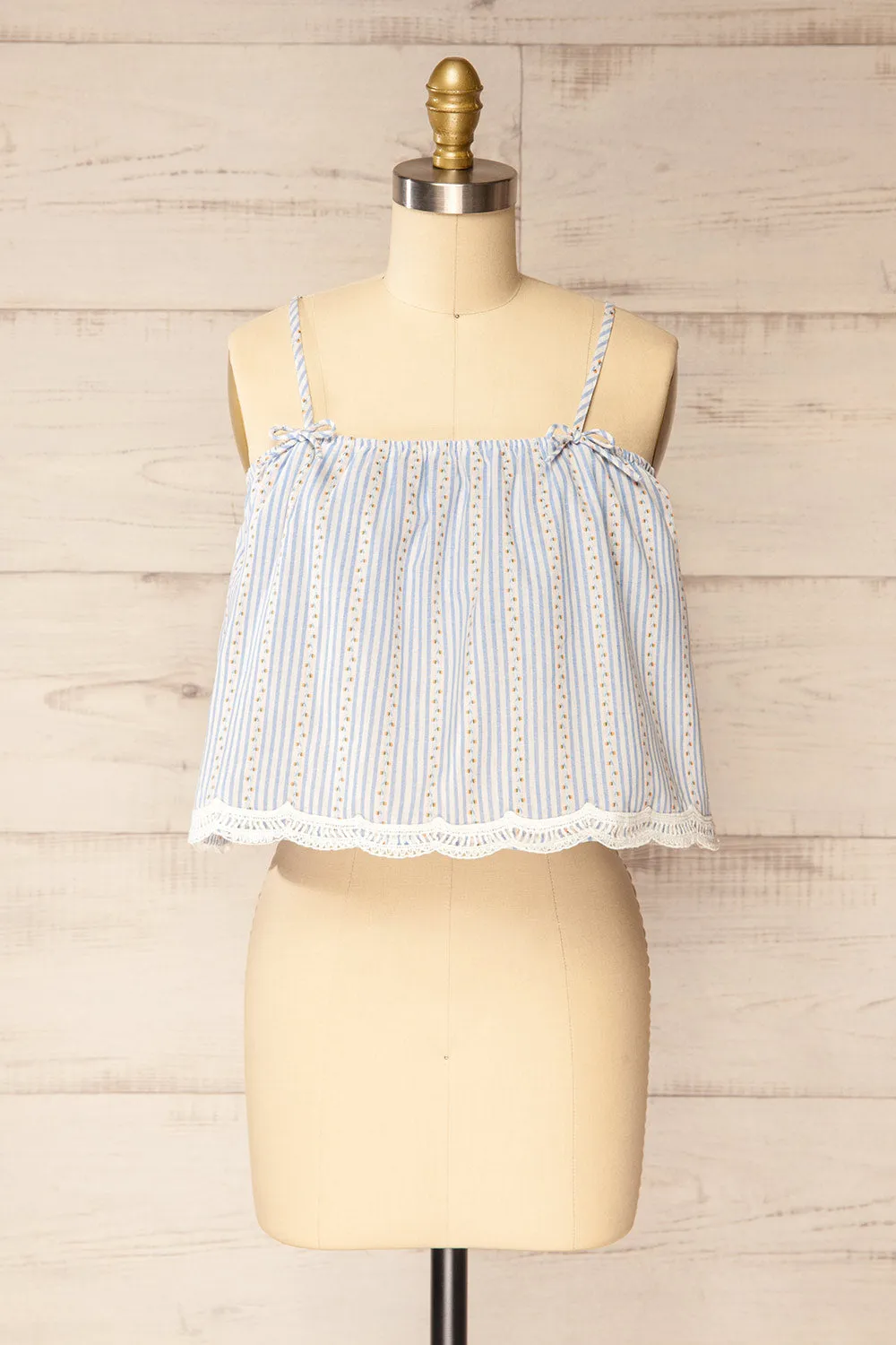 Ghatal | Striped Tank Top with Ribbon and Lace Detailing sold by Boutique 1861