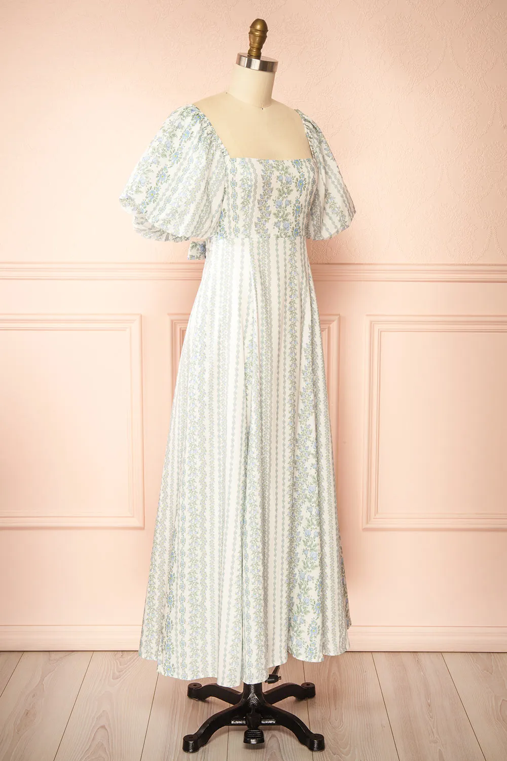 Bachira Blue | Long Floral Dress with Back Tie and Pockets sold by Boutique 1861 product image thumbnail 3