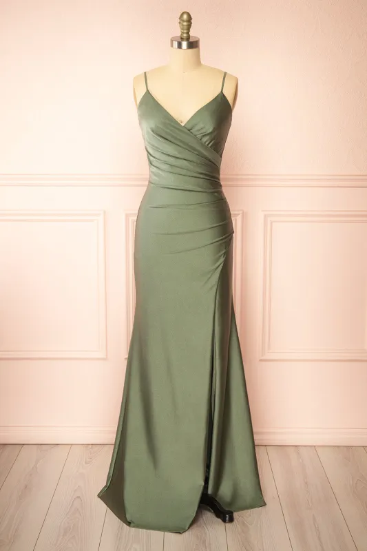 Nyra Sage | Mermaid Dress w/ Wrapped Bodice sold by Boutique 1861