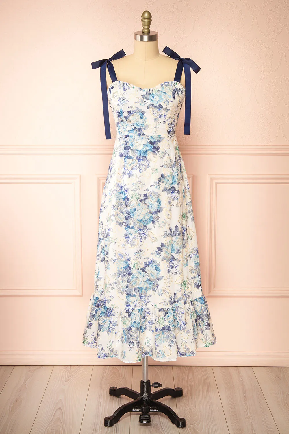 Hoonji | Floral Midi Dress w/ Tie Straps sold by Boutique 1861