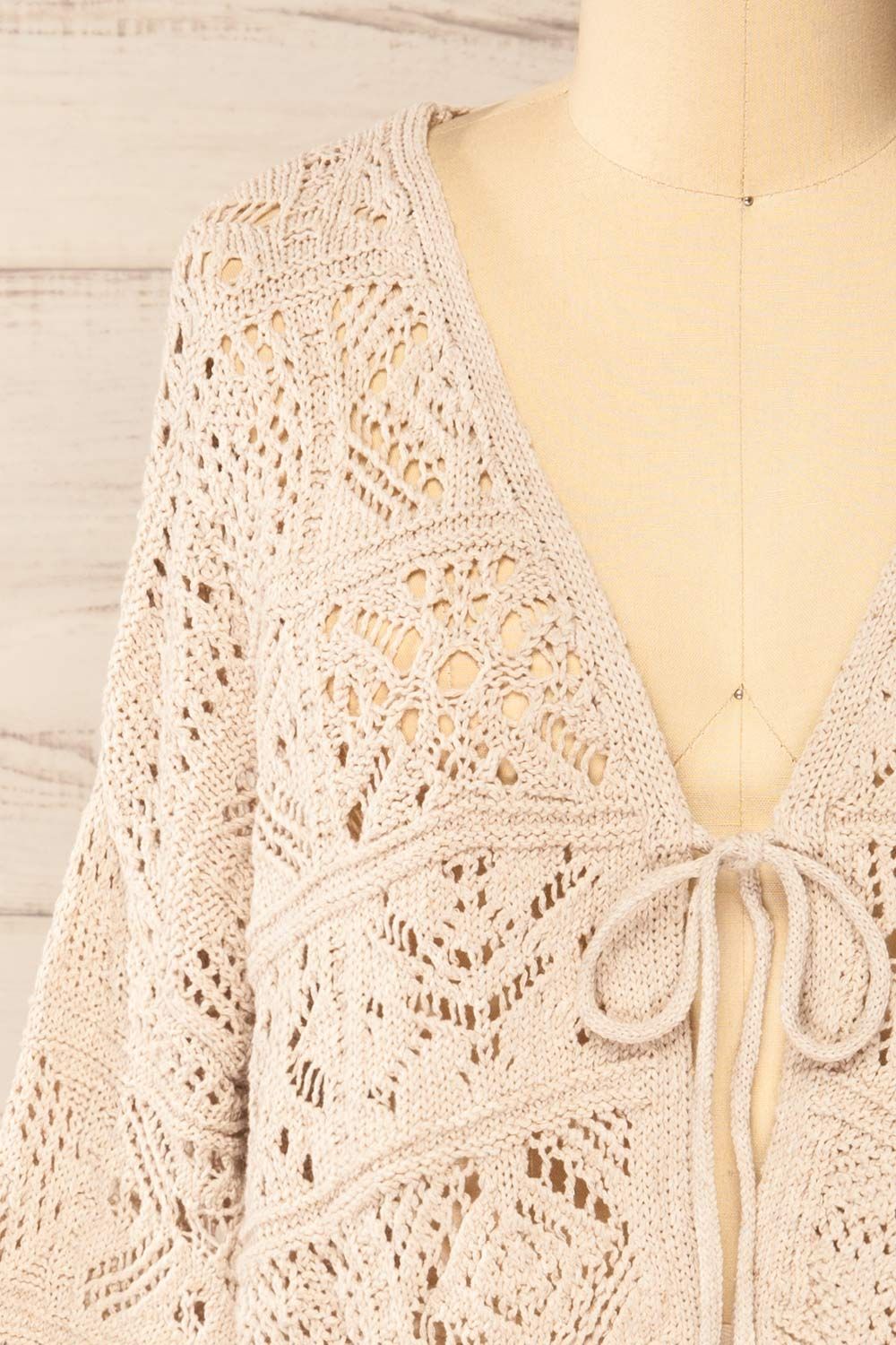 Ripson Beige | Cropped Crochet Cardigan sold by Boutique 1861 product image thumbnail 2
