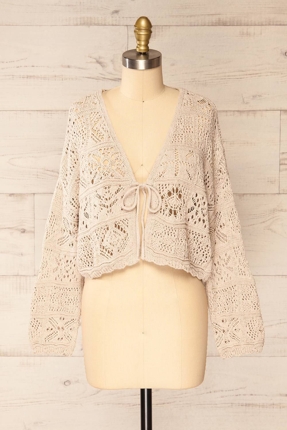 Ripson Beige | Cropped Crochet Cardigan sold by Boutique 1861