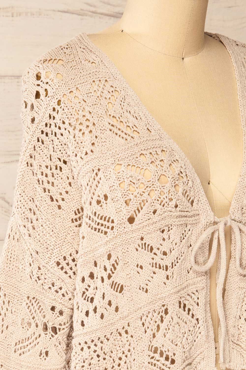 Ripson Beige | Cropped Crochet Cardigan sold by Boutique 1861 product image thumbnail 4