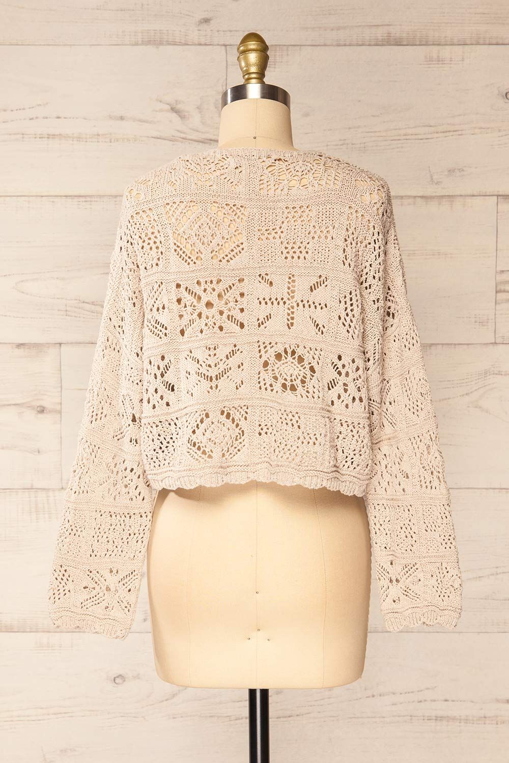 Ripson Beige | Cropped Crochet Cardigan sold by Boutique 1861 product image thumbnail 5