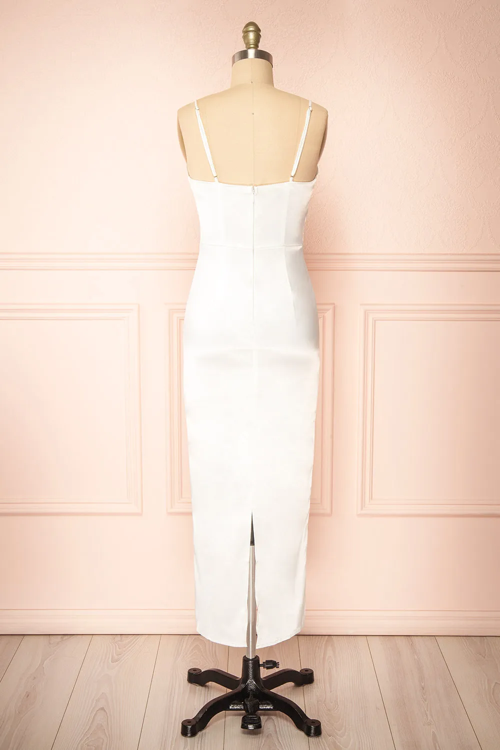 Galilea | White Satin Midi Dress w/ Twist Front sold by Boutique 1861 product image thumbnail 5