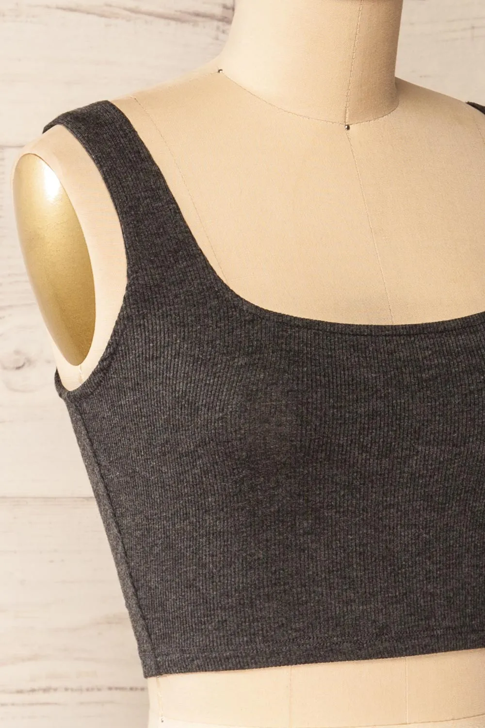 Seoul Charcoal | Cropped Ribbed Cami Top sold by Boutique 1861 product image thumbnail 4