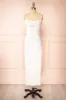 Galilea | White Satin Midi Dress w/ Twist Front sold by Boutique 1861