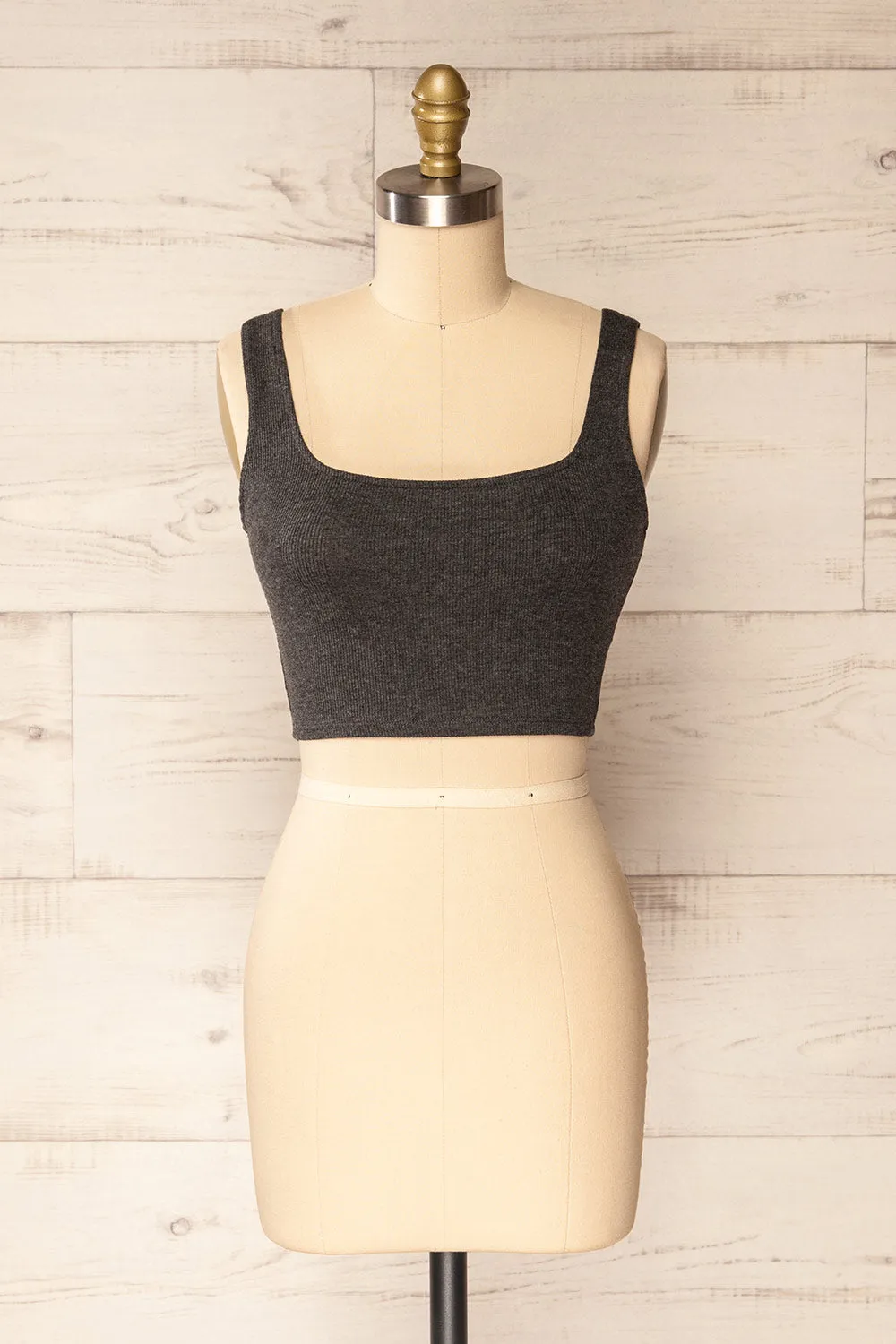 Seoul Charcoal | Cropped Ribbed Cami Top sold by Boutique 1861