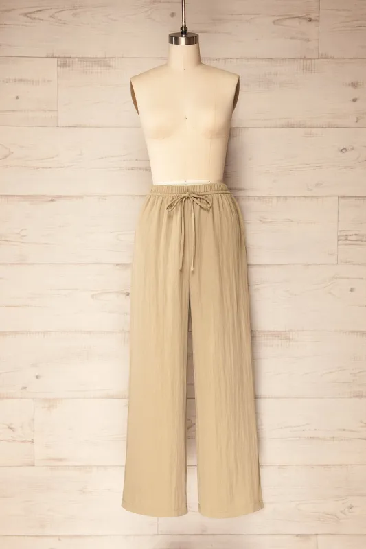 Gilroy | Beige Loose-Fitted Pants with Elastic Waistband sold by Boutique 1861