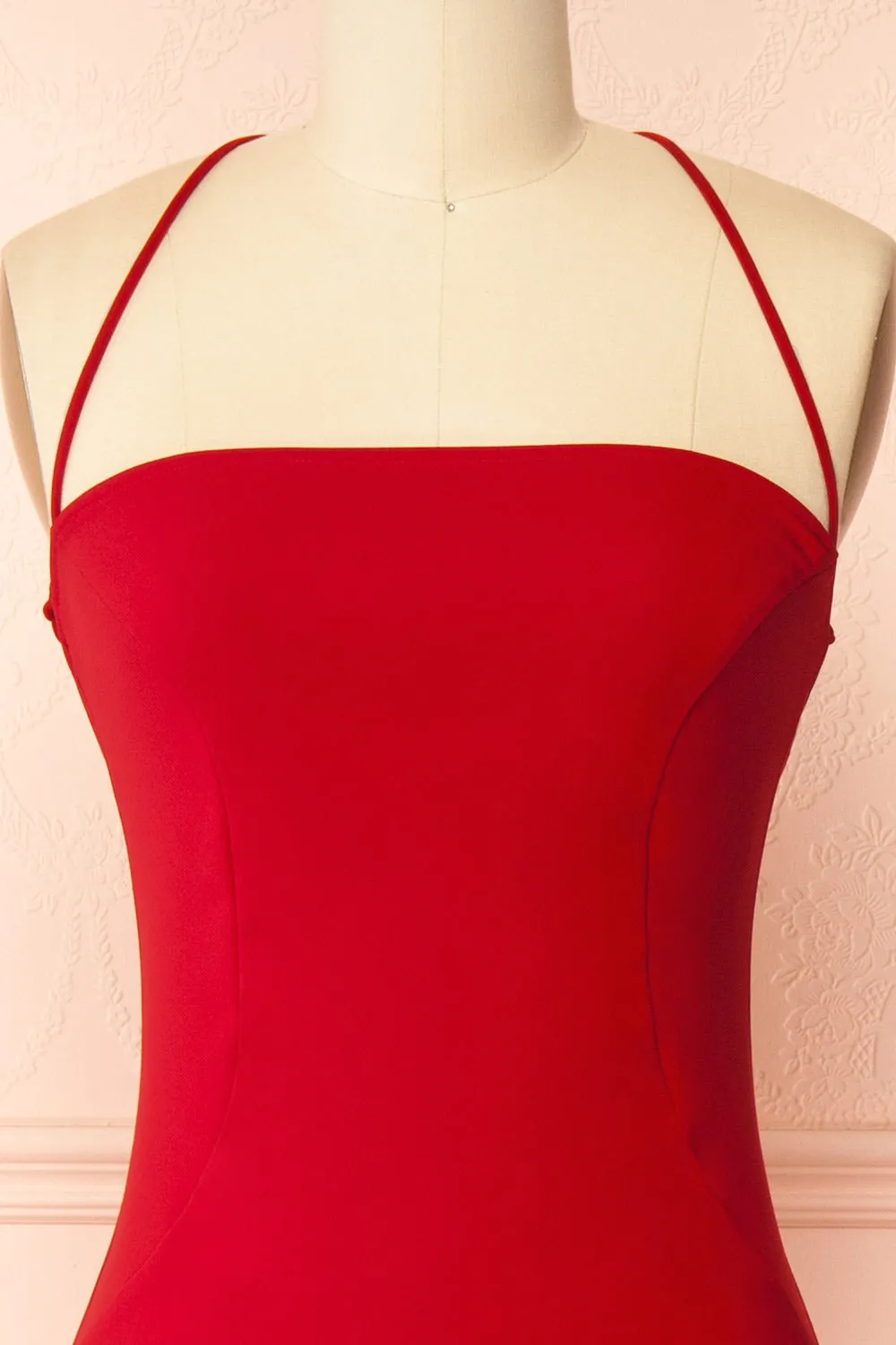 Arannia Red | Fitted Midi Dress with Laced Back sold by Boutique 1861 product image thumbnail 3