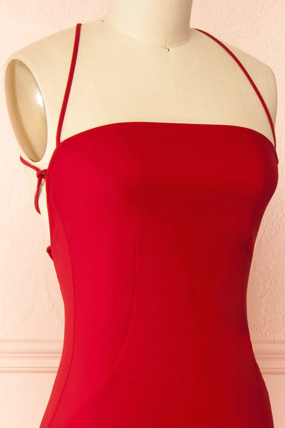 Arannia Red | Fitted Midi Dress with Laced Back sold by Boutique 1861 product image thumbnail 5