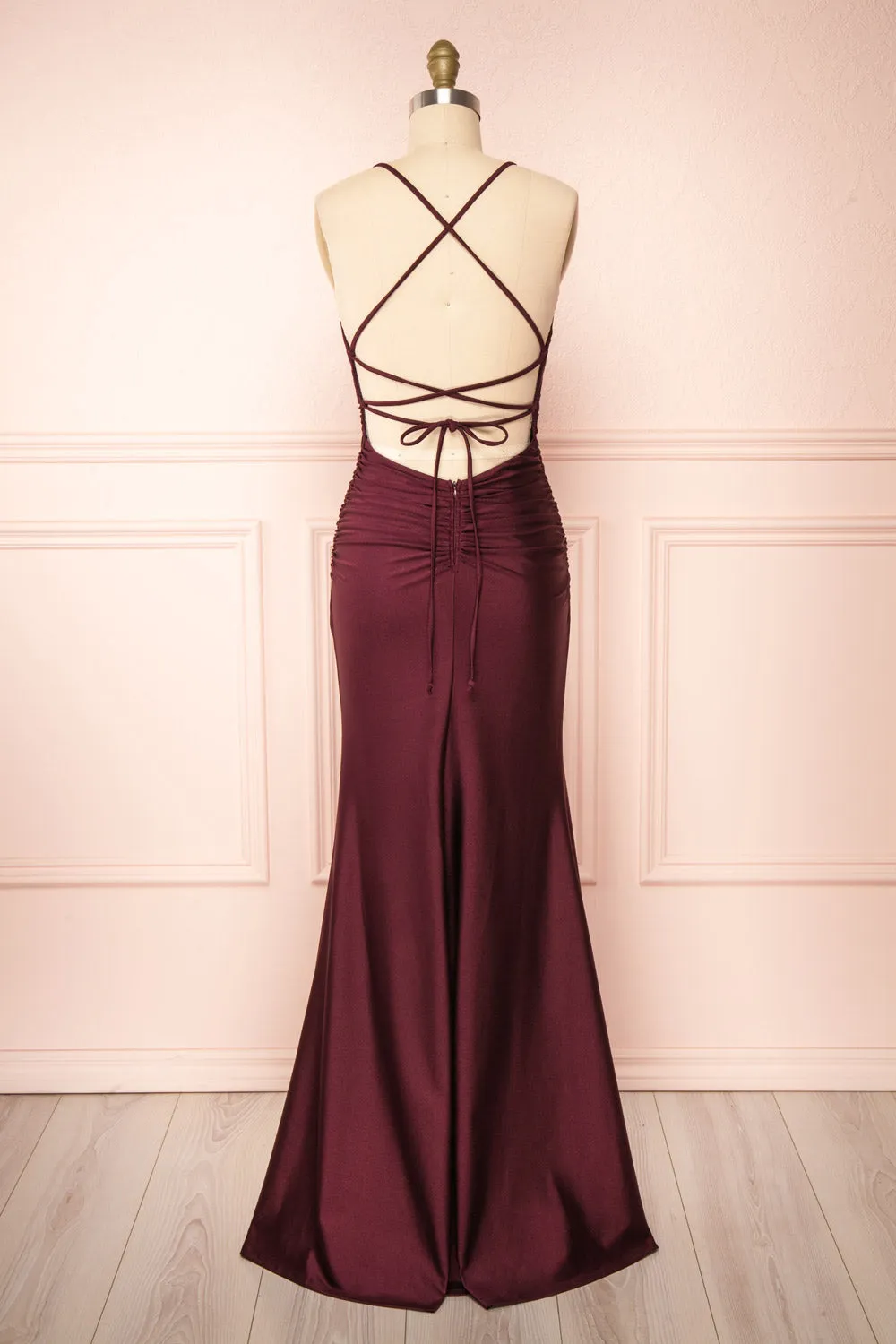 Sonia Burgundy | Mermaid Maxi Dress with Slit sold by Boutique 1861 product image thumbnail 4