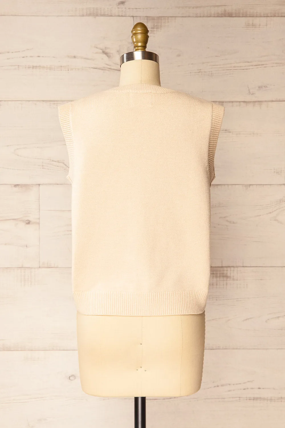 Gjilan | Beige Knit Vest with Floral Embroidery sold by Boutique 1861 product image thumbnail 5