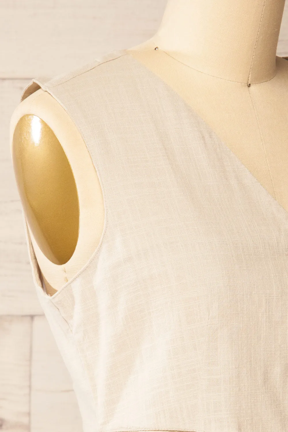 Deng Beige | Sleeveless Tailored Vest with Marbled Buttons sold by Boutique 1861 product image thumbnail 5
