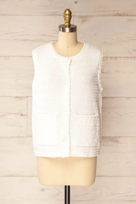 Eldoret | Ivory Textured Sleeveless Top sold by Boutique 1861