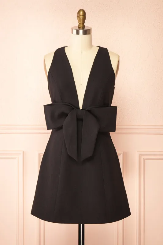 Andreya | Black Short Dress with Bow sold by Boutique 1861