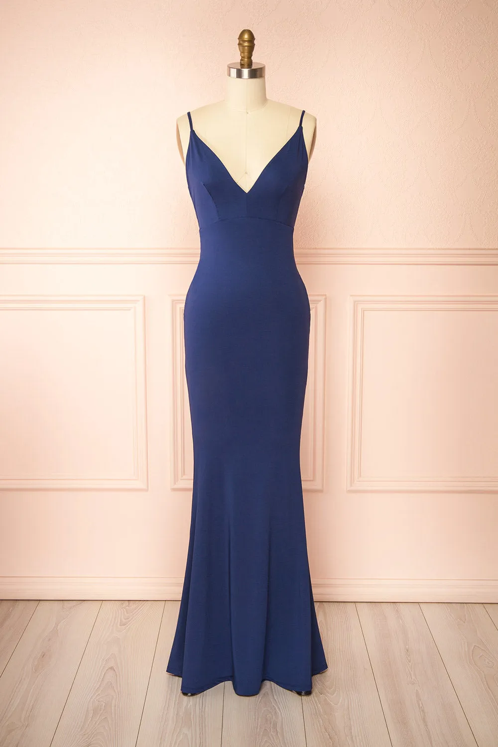 Gabriela Navy | Mermaid Dress with Open Back sold by Boutique 1861
