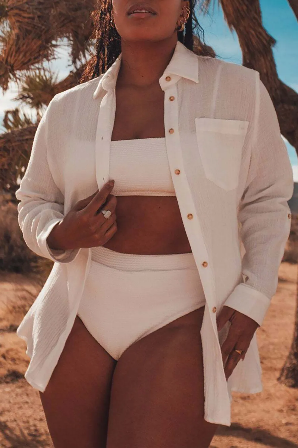 Remington White | Long Translucent Shirt sold by Boutique 1861