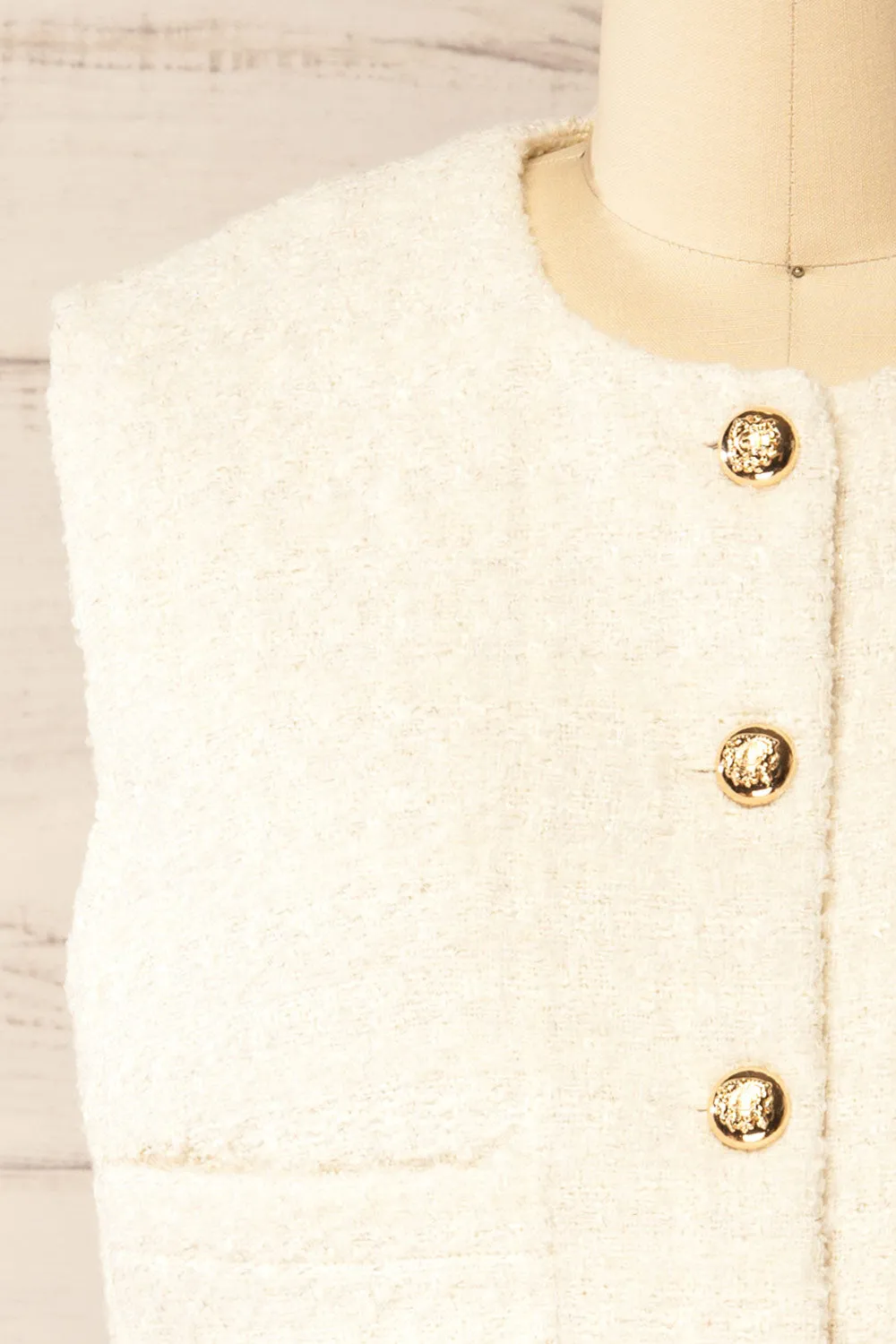 Honcho | White Sleeveless Tweed Top sold by Boutique 1861 product image thumbnail 2