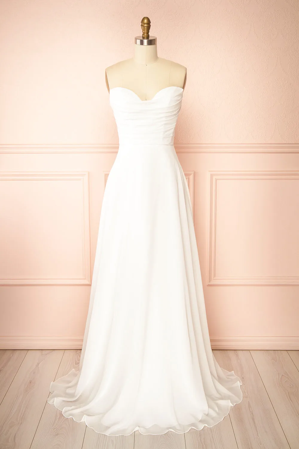 Jannah | Chiffon White Maxi Bridal Dress with Sweetheart Neckline sold by Boutique 1861