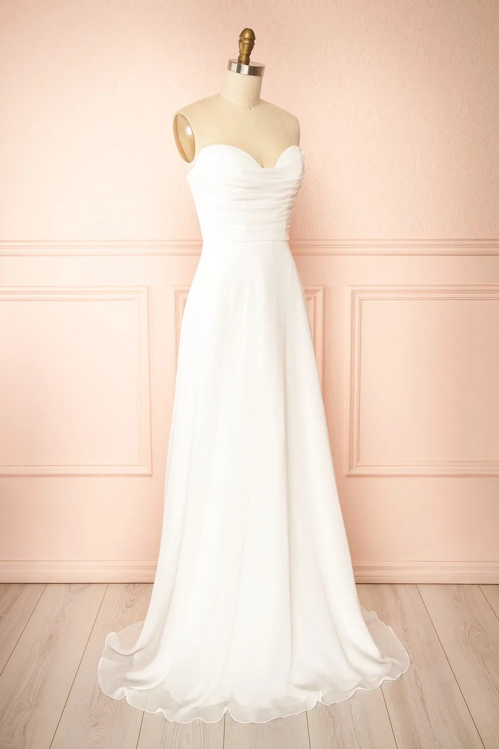 Jannah | Chiffon White Maxi Bridal Dress with Sweetheart Neckline sold by Boutique 1861 product image thumbnail 4
