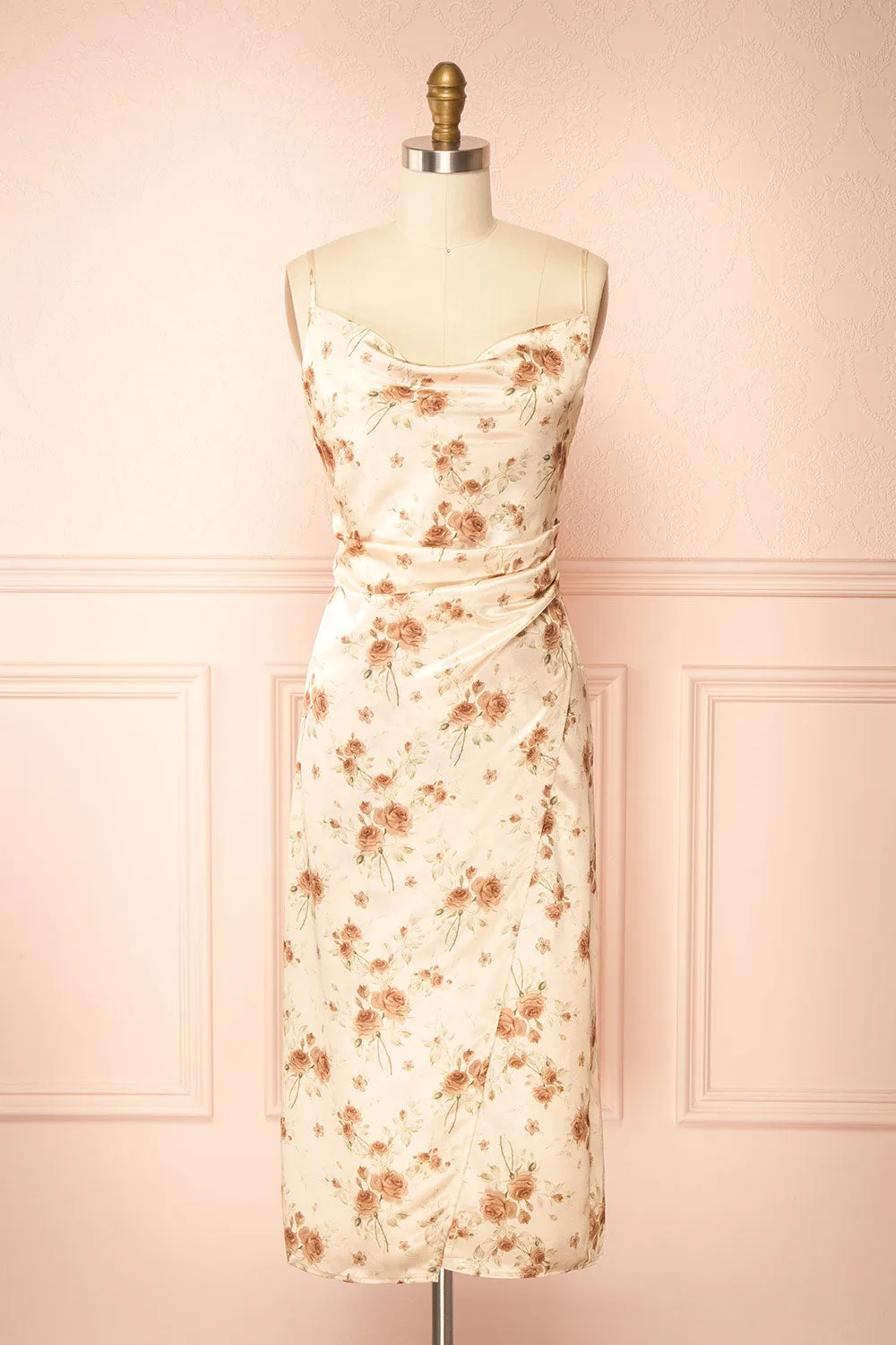 Rossy | Cowl Neck Floral Midi Dress sold by Boutique 1861