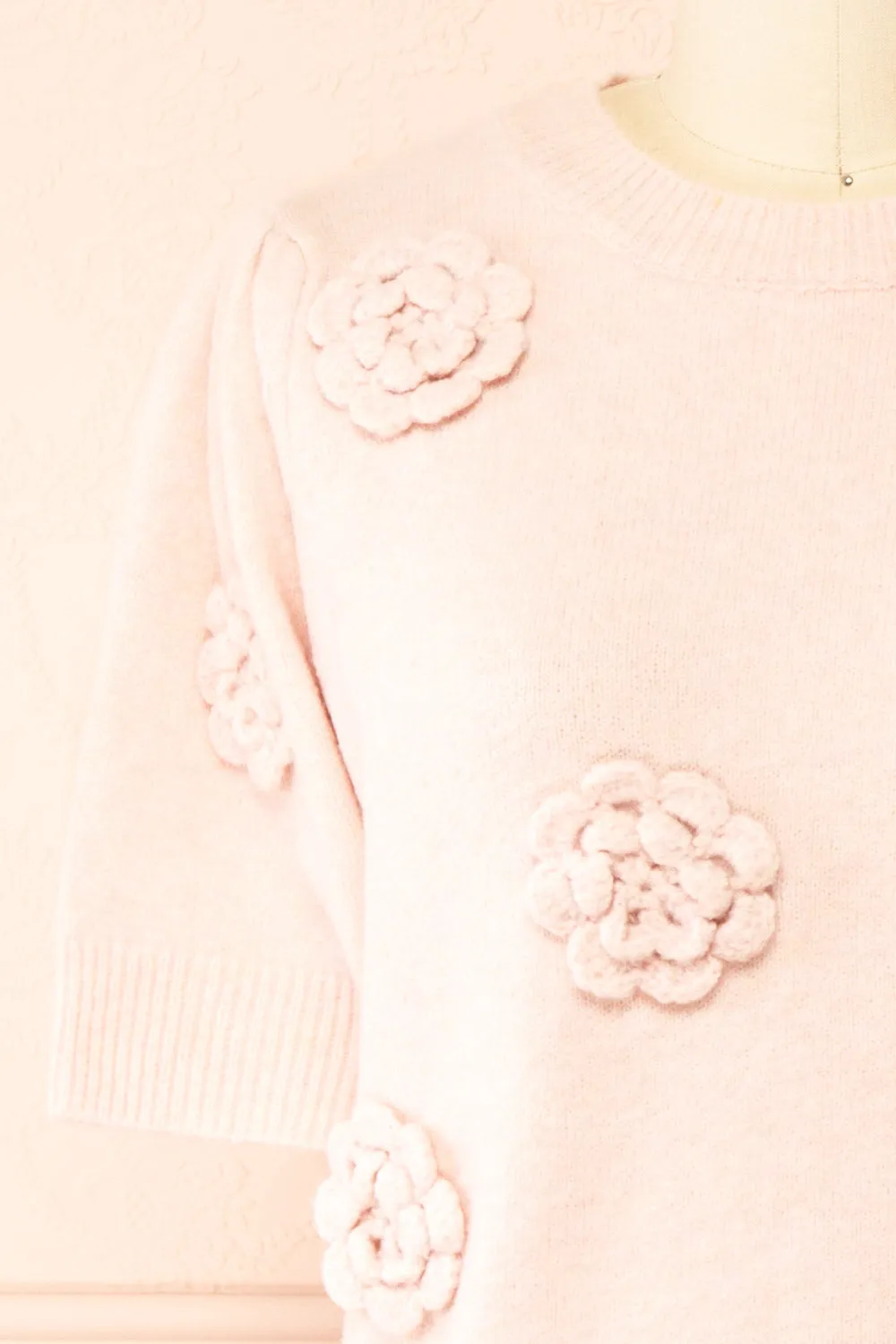 Zuniki Pink | Knit Top with Crochet Flowers sold by Boutique 1861 product image thumbnail 2