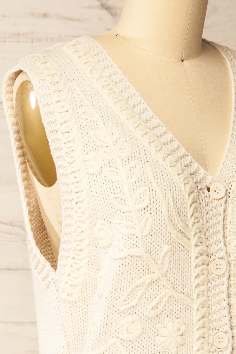 Nampa | Ivory Knit Sleeveless Vest with Embroidery sold by Boutique 1861 product image thumbnail 4