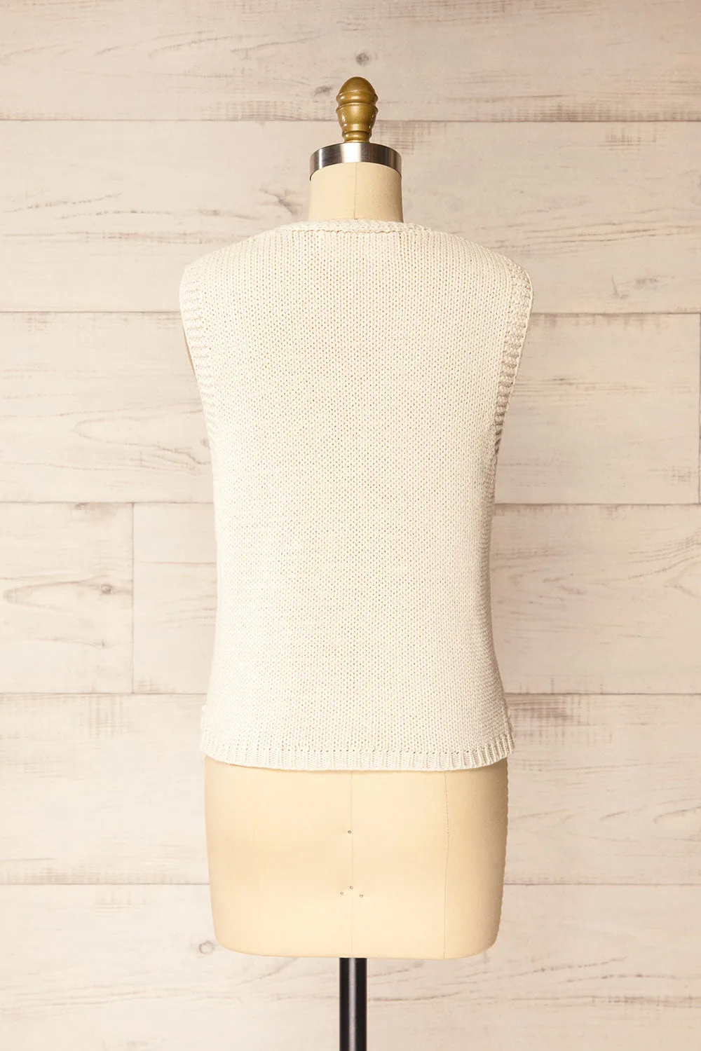 Nampa | Ivory Knit Sleeveless Vest with Embroidery sold by Boutique 1861 product image thumbnail 5