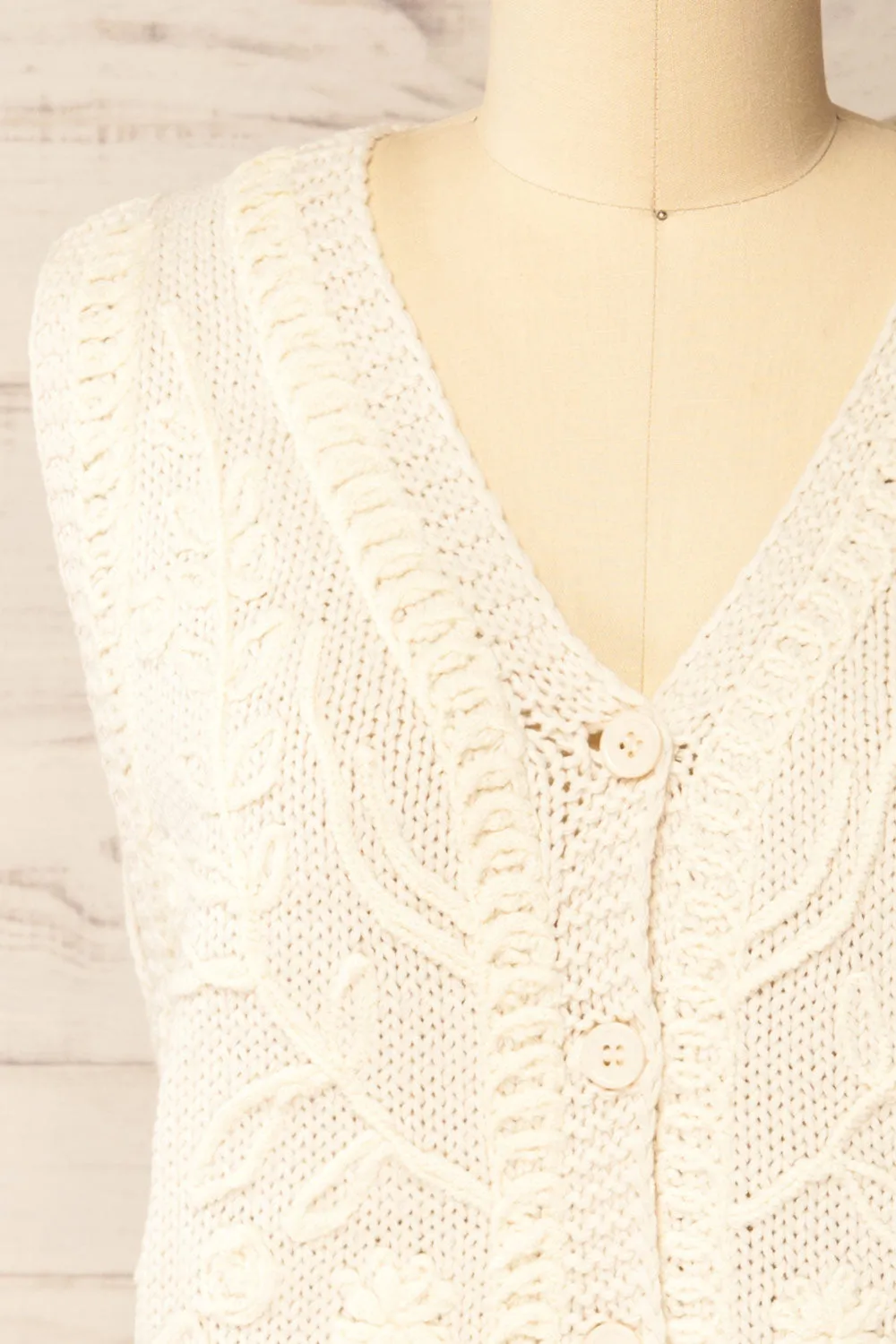 Nampa | Ivory Knit Sleeveless Vest with Embroidery sold by Boutique 1861 product image thumbnail 2