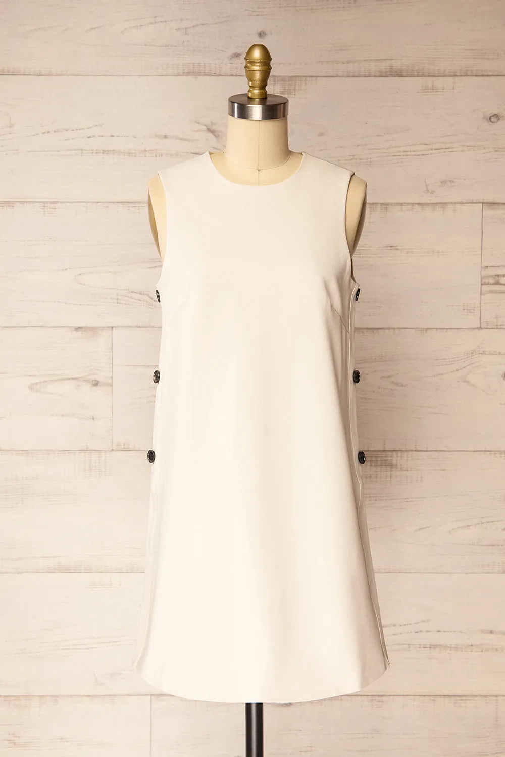 Phedi Beige | Sleeveless Dress with Button Detailing sold by Boutique 1861
