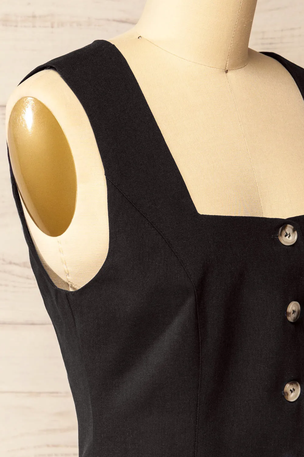Danda Black | Longline Button-Down Vest Top sold by Boutique 1861 product image thumbnail 4