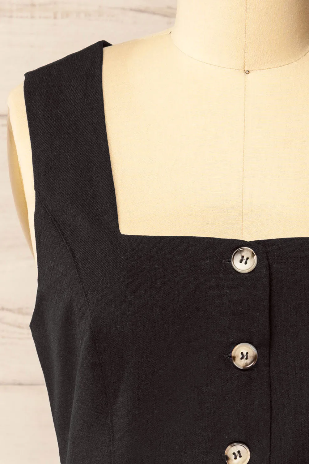 Danda Black | Longline Button-Down Vest Top sold by Boutique 1861 product image thumbnail 2