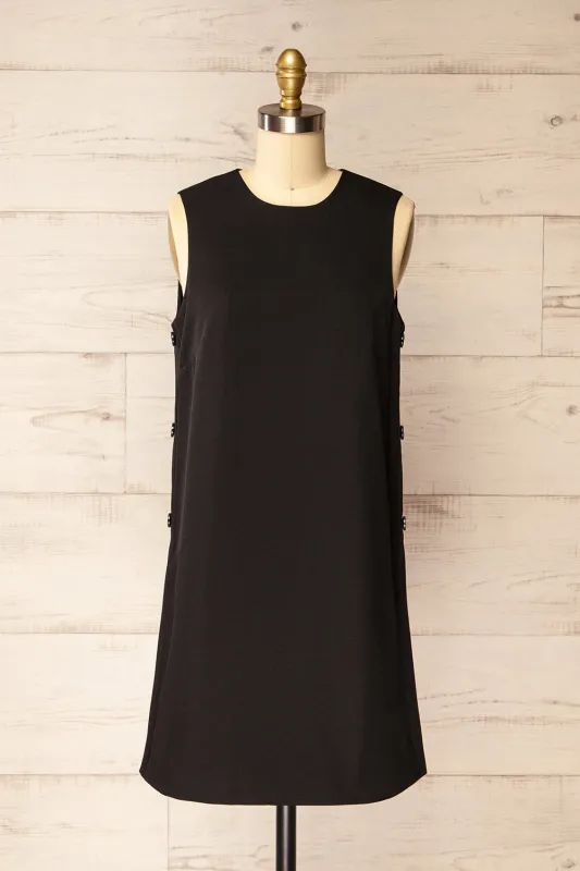Phedi Black | Sleeveless Dress with Button Detailing sold by Boutique 1861
