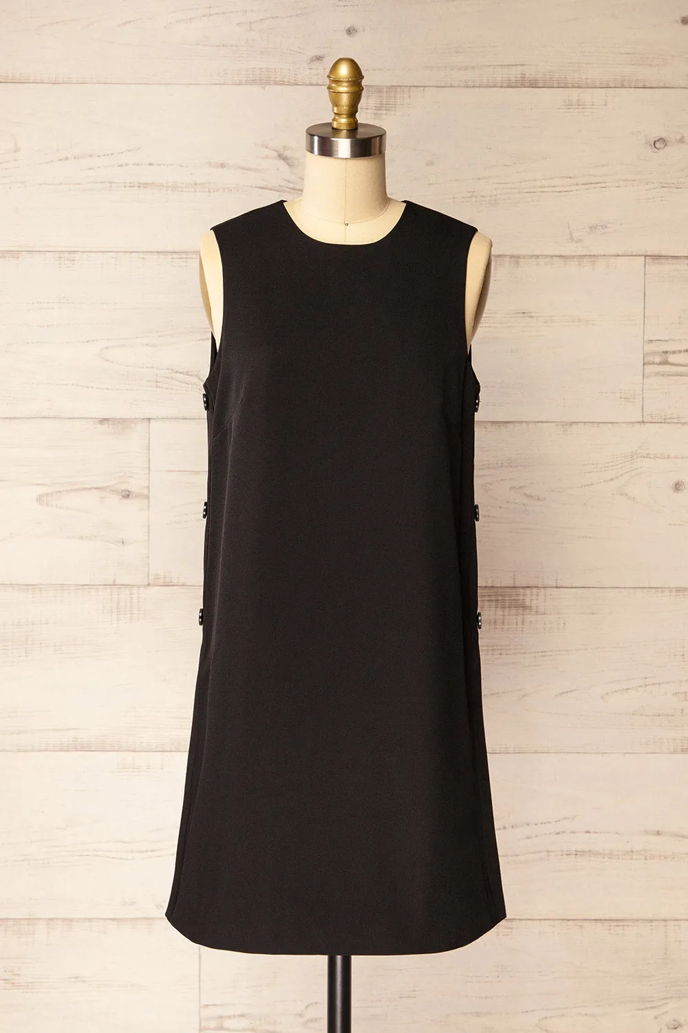 Phedi Black | Sleeveless Dress with Button Detailing sold by Boutique 1861