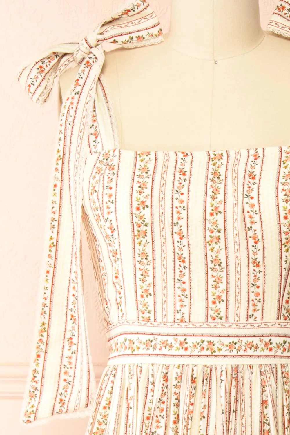 Sachiko | Long Floral Dress with Tie-Up Straps sold by Boutique 1861 product image thumbnail 3