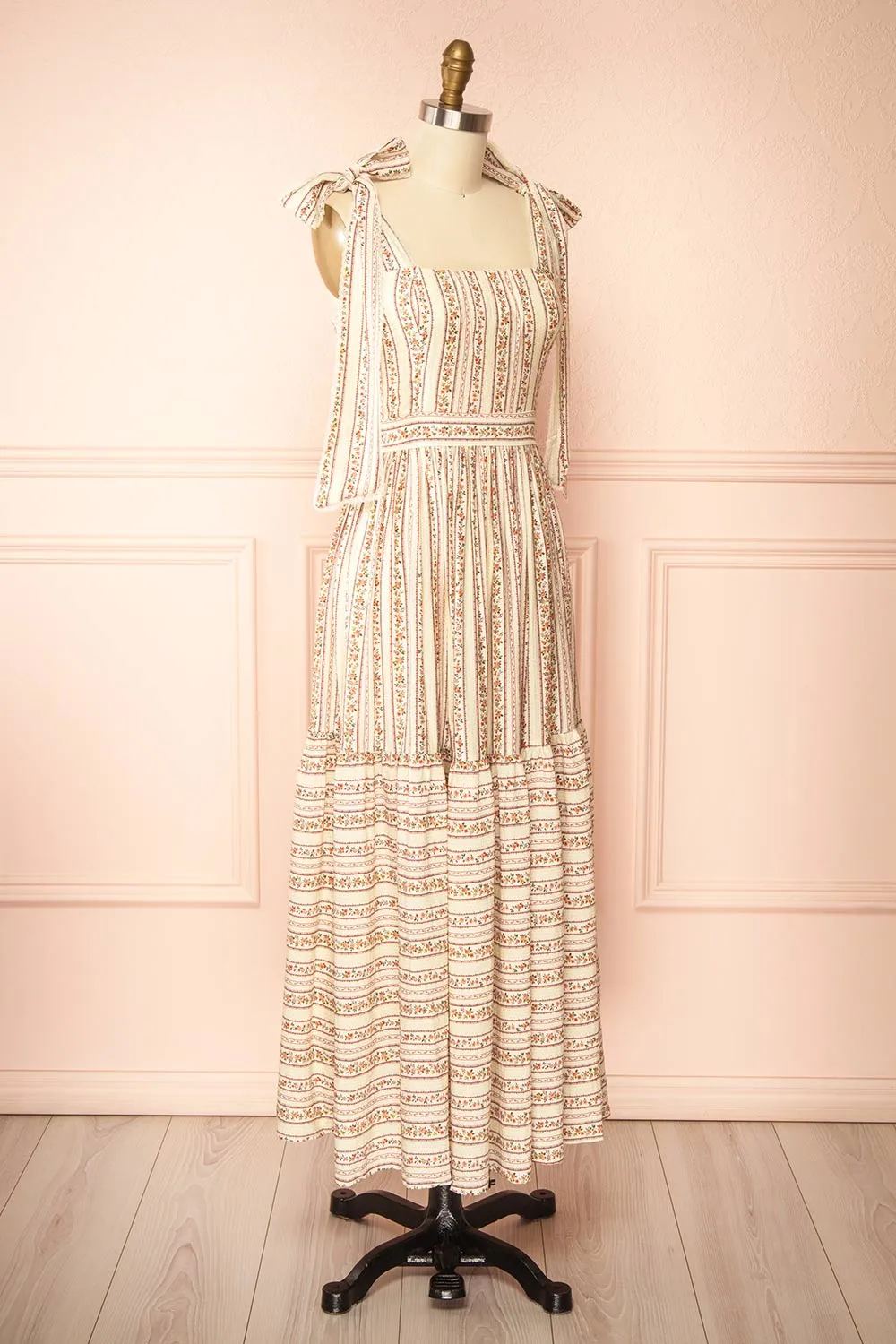 Sachiko | Long Floral Dress with Tie-Up Straps sold by Boutique 1861 product image thumbnail 4