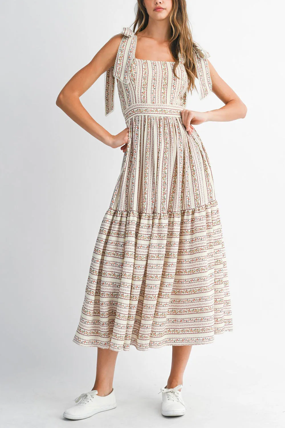 Sachiko | Long Floral Dress with Tie-Up Straps sold by Boutique 1861 product image thumbnail 2