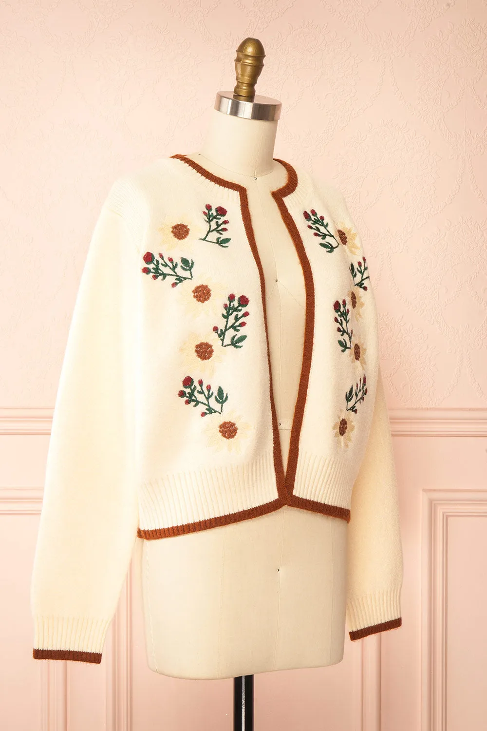 Dorianna Ivory | Floral Embroidered Cardigan sold by Boutique 1861 product image thumbnail 3