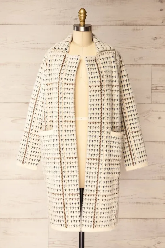 Marceau | Fuzzy Patterned Open Front Jacket sold by Boutique 1861