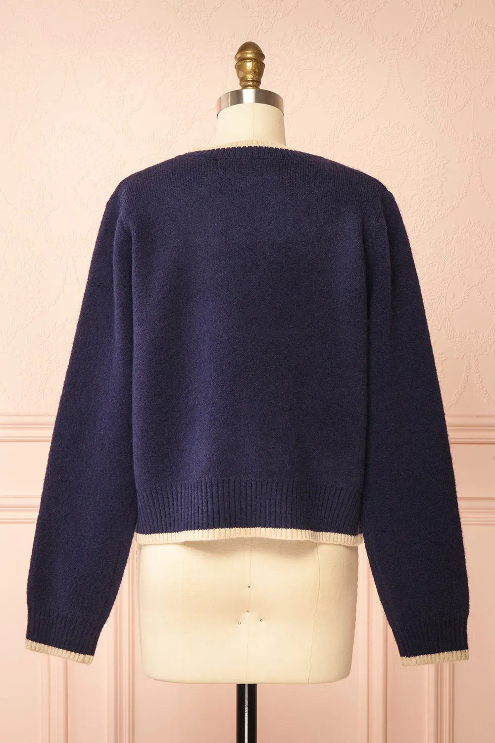 Dorianna Navy | Floral Embroidered Cardigan sold by Boutique 1861 product image thumbnail 5