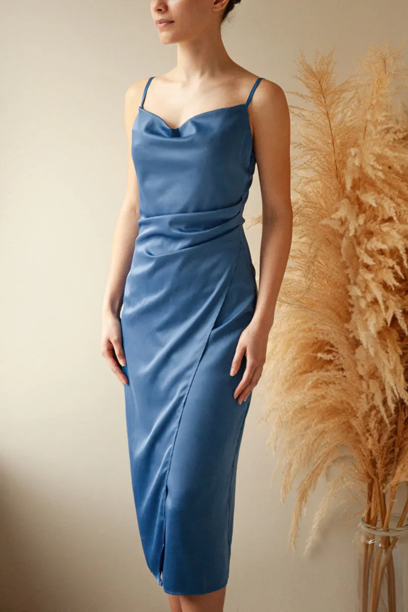 Chloe Rust | Cowl Neck Satin Slip Dress sold by Boutique 1861 product image thumbnail 2